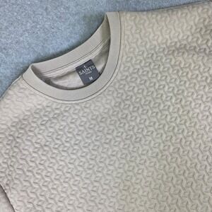 Saints Studio Textured Short Sleeve T-Shirt Men's Size Medium Beige Geometric